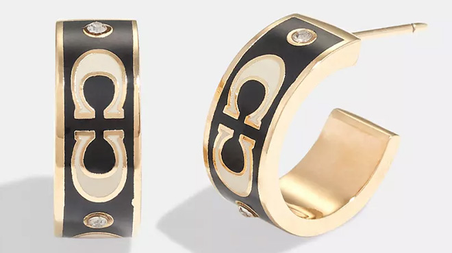 Coach Outlet Signature Enamel Huggie Earrings