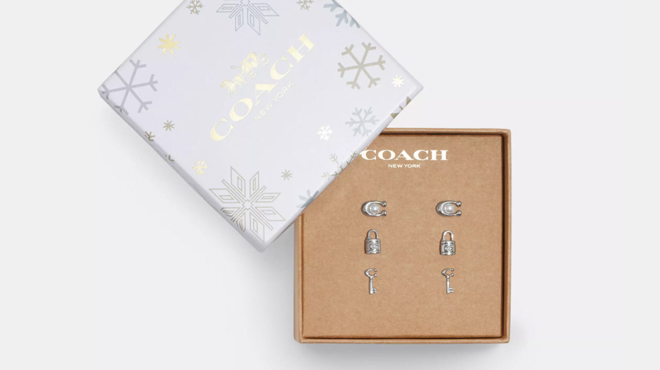Coach Outlet Signature Lock Key Earrings Set 1