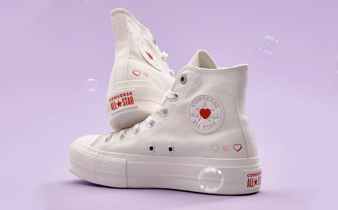 Converse Chuck Taylor All Star Lift sneakers with heart embroidery in cream