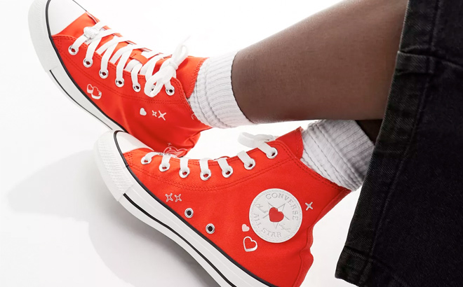 Converse Chuck Taylor All Star sneakers with heart embroidery in red