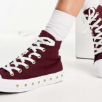 Converse Chuck Taylor All Star studded sneakers in burgundy