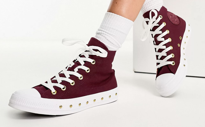 Converse Chuck Taylor All Star studded sneakers in burgundy