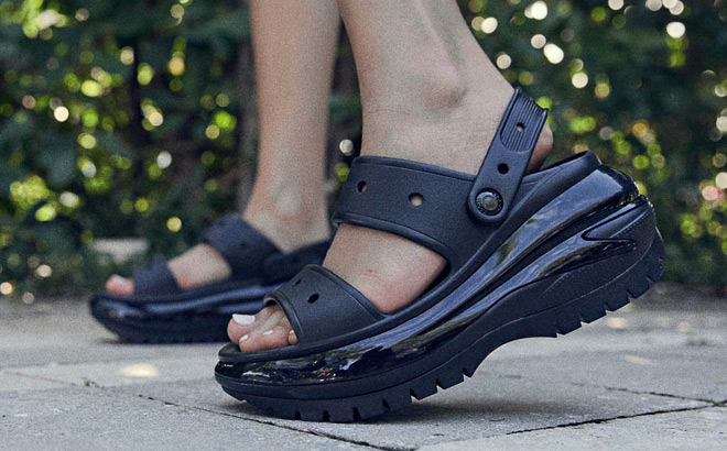 Crocs Womens Mega Crush Sandals in Black Color