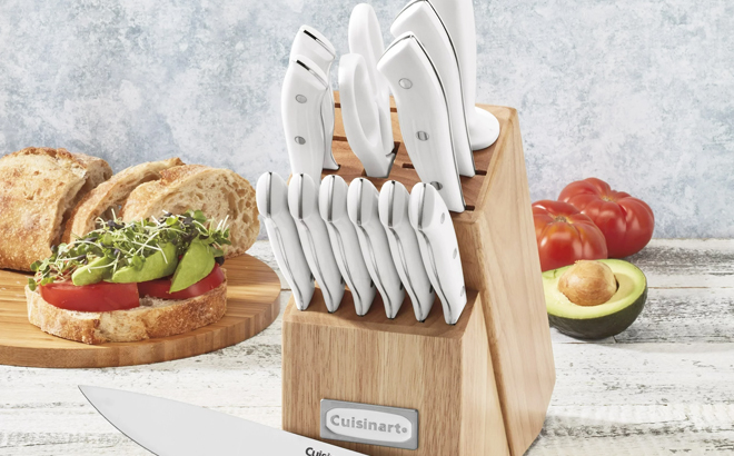 Cuisinart Triple Rivet 15 Piece Knife Set on Kitchen Counter