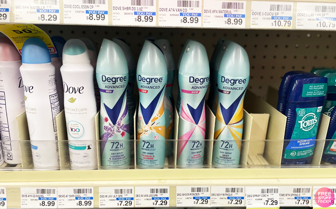 Degree Advanced Deodorant on a CVS Shelf