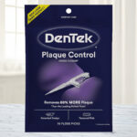 DenTek Plaque Control Floss Picks 75 Count Pack on a Bathroom Counter