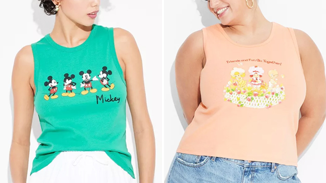 Disney Mickey and Strawberry Shortcake Womens Graphic Tank Tops
