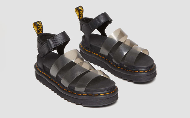 Dr Martens Blaire Jelly Sandals on a Light Gray Background