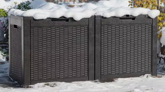 EasyUp 31 Gallon Wicker Resin Outdoor Storage Deck Boxes