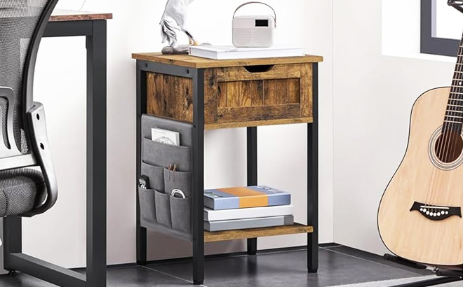 End Table with Storage Drawer Shelf