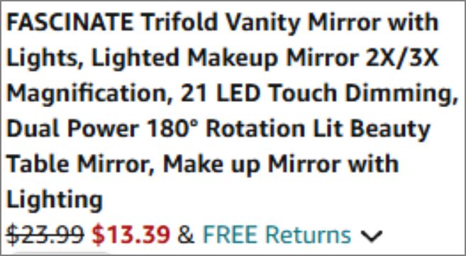 Fascinate Trifold Lighted Vanity Mirror checkout page