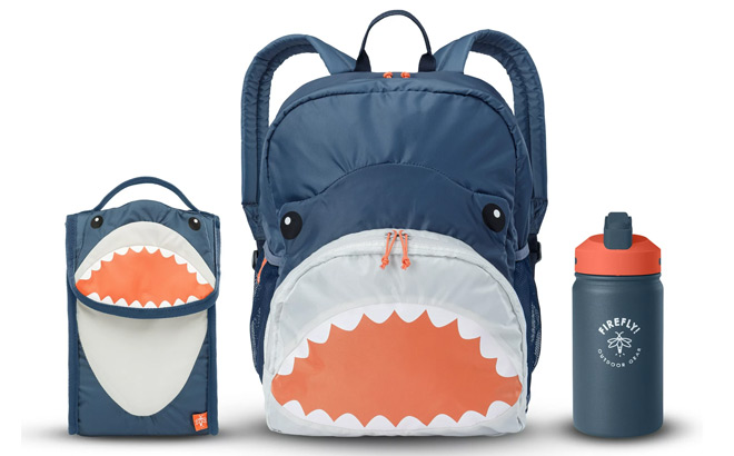 Firefly Outdoor Gear Finn the Shark Backpack Kids 3 Piece Combo Set