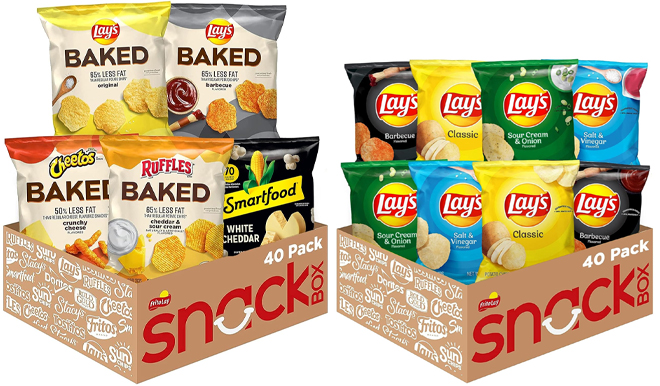 Frito Lay Baked Popped Mix Variety Pack and Lays Potato Chips Variety Pack