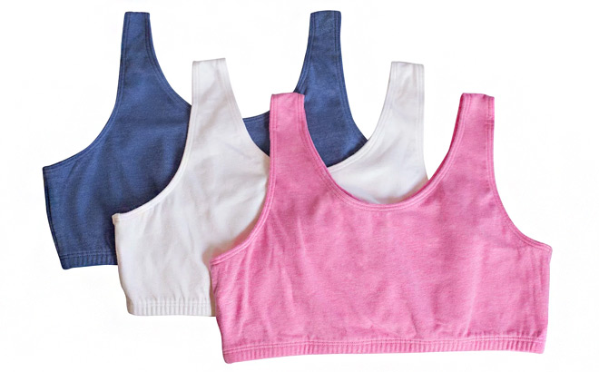 Fruit of the Loom Girls Cotton Sport Bra 3 Pack