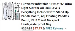 FunWater Inflatable Stand Up Paddle Board Ligh Grey Checkout