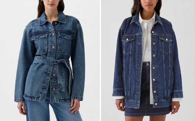 GAP Belted Denim Shirt Jacket and Oversized Icon Denim Jacket