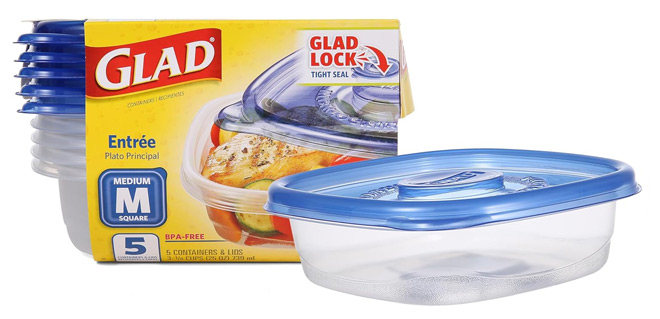 Glad Square Food Storage Containers Medium 5 Pack