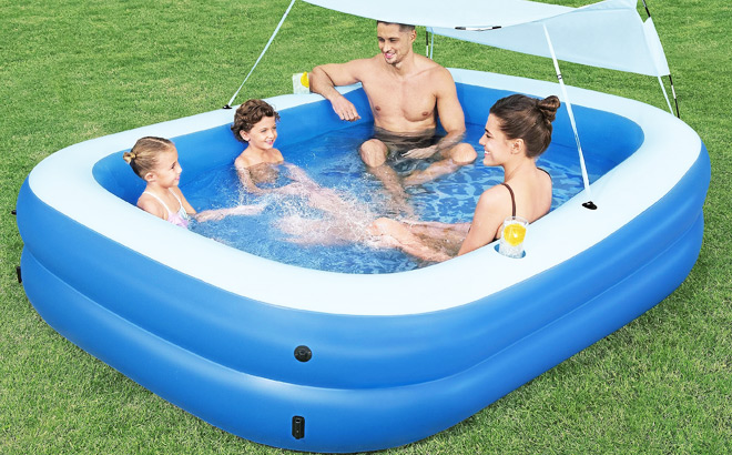 H2GO Summer Bliss Shaded Inflatable 8ft Family Pool