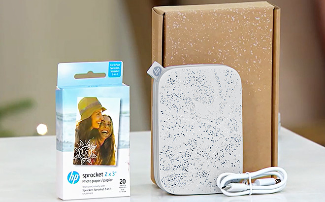 HP Sprocket Portable Photo Printer with 20 Pack Sprocket Paper