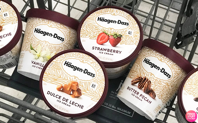 Haagen Dazs Ice Cream Pints in a Shelf at Walgreens