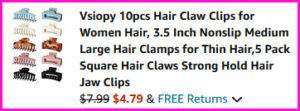 Hair Claw Clips Checkout Screen