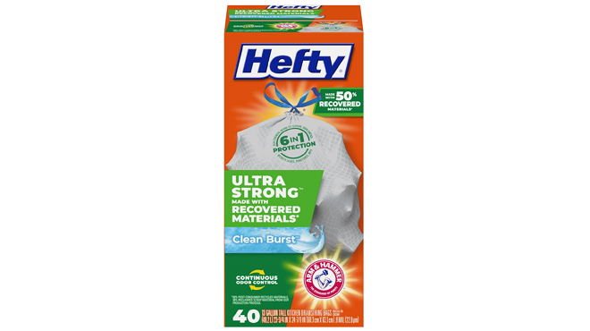 Hefty Ultra Strong Tall 13 Gallon Trash Bags 40 Count Clean Burst