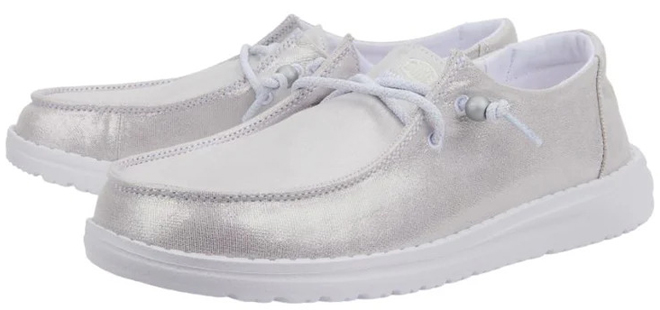 Hey Dude Wendy Metallic Shine Shoes in Silver Color
