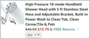 High Pressure Handheald Shower Head at Checkout