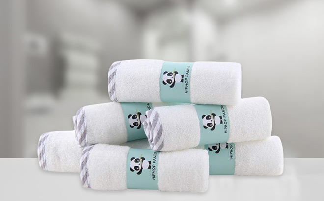 Hiphop Panda Baby Washcloths on the Table