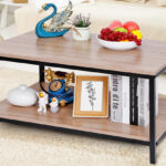 HomGarden Industrial Rectangle Wood Coffee Table in a Room