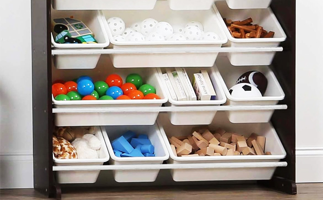 Humble Crew Modern Toy Organizer filled with toys