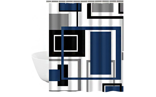Ikfashoni Blue Geometric Shower Curtain