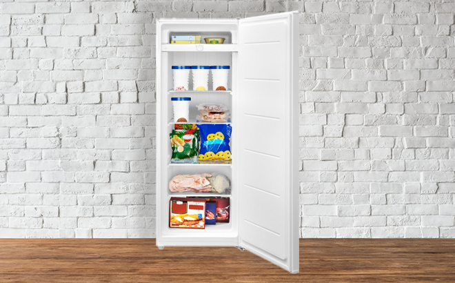 Insignia 7 Cu Ft Garage Ready Upright Freezer in the Color White