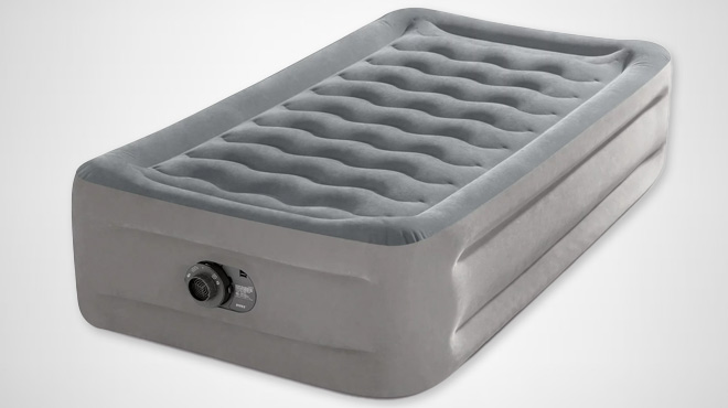 Intex 18 Inch High Comfort Plush Raised Air Mattress Bed with Built In Pump