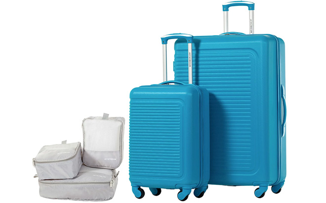 Jetstream 5 Piece Hardside Rolling Spinner Upright Set in Blue Color