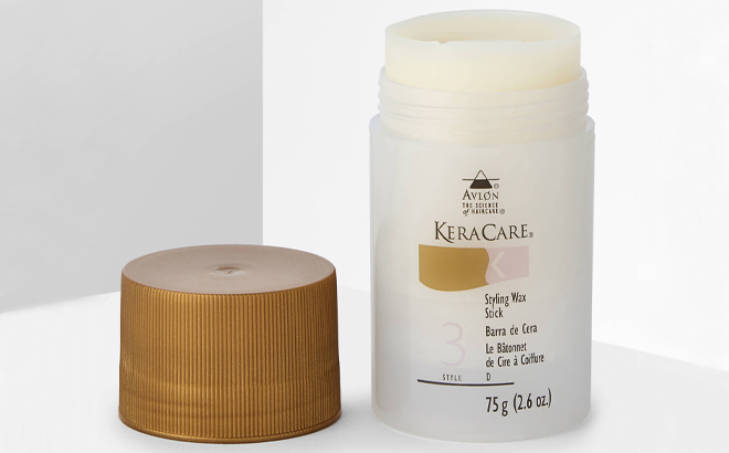 KeraCare Hair Wax Stick on a Grey Background