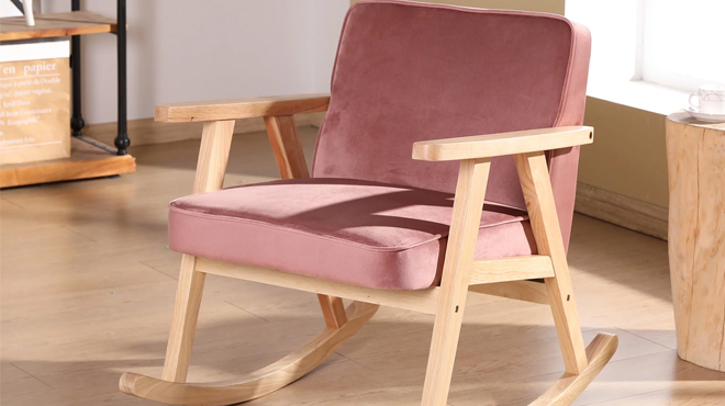 Kinffict Pink Nursery Rocking Chair