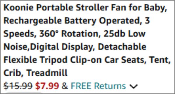 Koonie Portable Stroller Fan checkout page