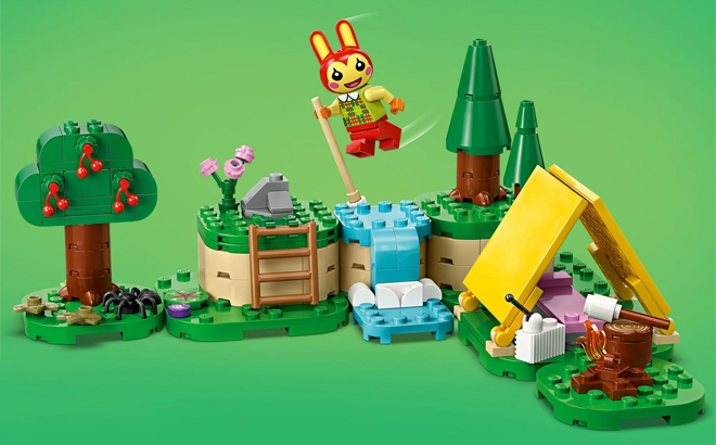 LEGO Animal Crossing Bunnies Outdoor Activities Buildable Creative Playset on a Green Background