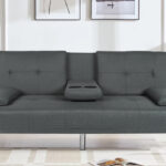 Leumius Modern Futon Sofa Bed in Dark Gray