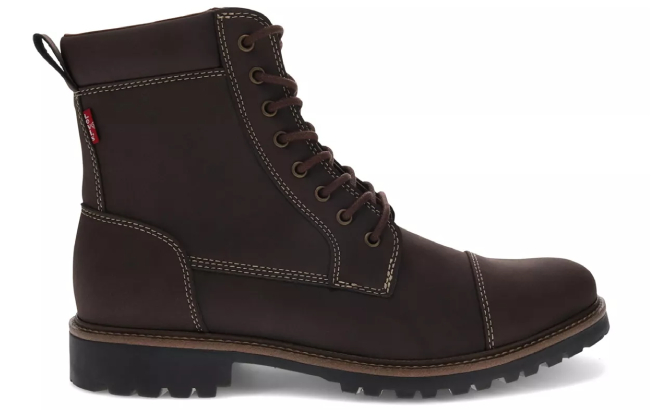 Levis Mens Wyatt Faux Leather Lace Up Boots