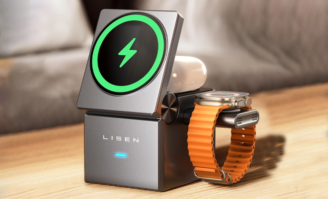 Lisen 3 in 1 Charging Station Cube for Multiple Devices