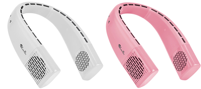 LivePure Neck Fans in White and Pink Color