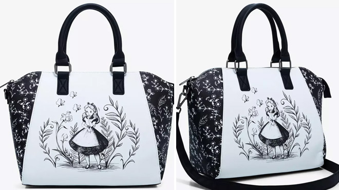 Loungefly Disney Alice In Wonderland Black White Satchel Bag