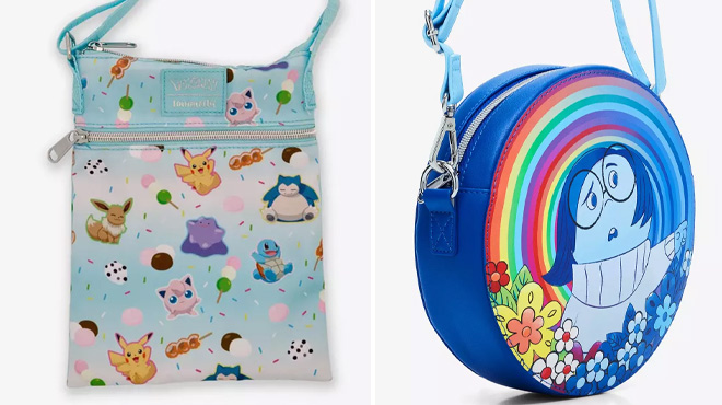 Loungefly Pokemon Treats Passport Crossbody Bag and Disney Pixar Inside Out Circular Crossbody Bag