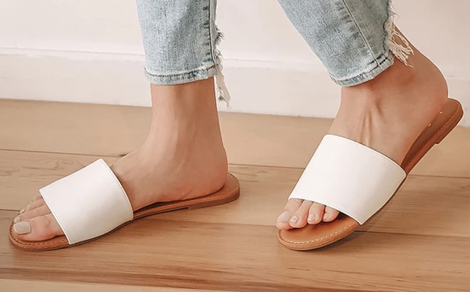 Lulus Addison White Slide Sandals