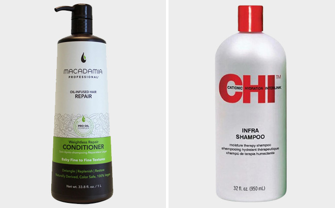 Macadamia Professional Weightless Repair Conditioner Liter and CHI Infra Shampoo