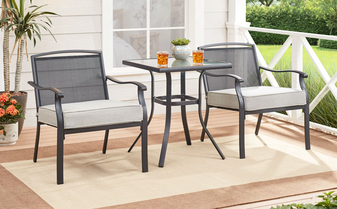 Mainstays Alexandra Square 3 Piece Outdoor Patio Bistro Set