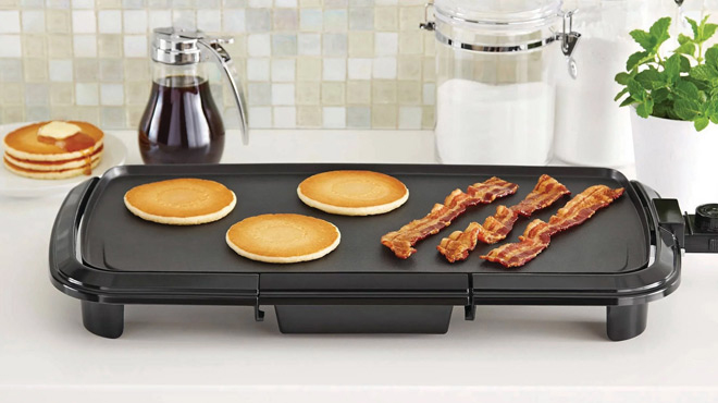 Mainstays Black Griddle on a Table with Food on it