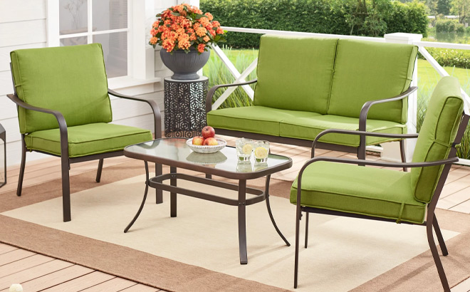 Mainstays Stanton 4 Piece Outdoor Patio Conversation Set